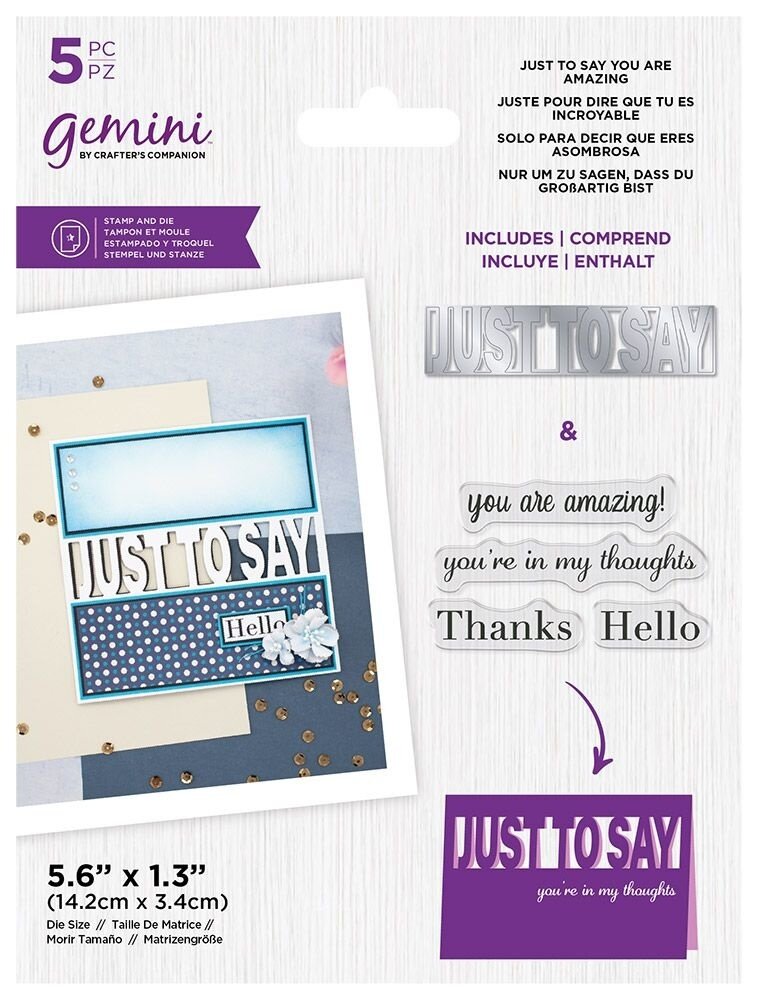 Gemini JUST TO SAY You Are Amazing Stamp & Die (GEM-STD-JTSYAA) (OUTLET) Gemini JUST TO SAY You Are Amazing Stamp & Die (GEM-STD-JTSYAA) (OUTLET)