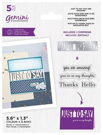 Gemini JUST TO SAY You Are Amazing Stamp & Die (GEM-STD-JTSYAA) (OUTLET) Gemini JUST TO SAY You Are Amazing Stamp & Die (GEM-STD-JTSYAA) (OUTLET)