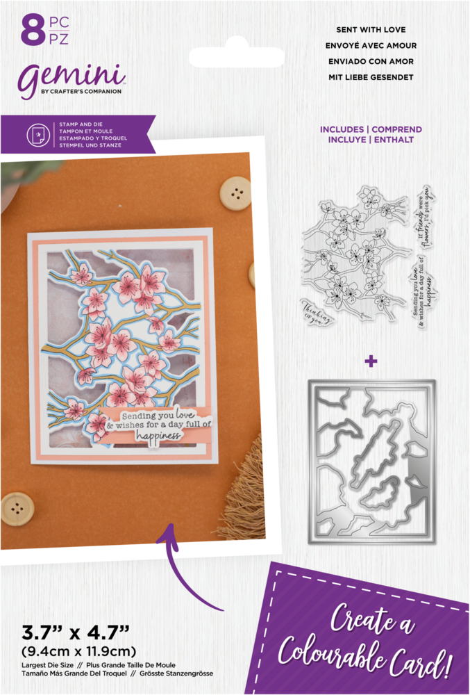 Gemini Colourable Create-a-Card Stamp & Die Sent With Love (GEM-STD-SWL) (OUTLET) Gemini Colourable Create-a-Card Stamp & Die Sent With Love (GEM-STD-SWL) (OUTLET)