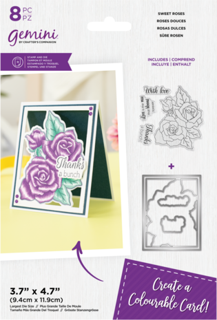 Gemini Colourable Create-a-Card Stamp & Die Sweet Roses (GEM-STD-SWRO) (OUTLET)