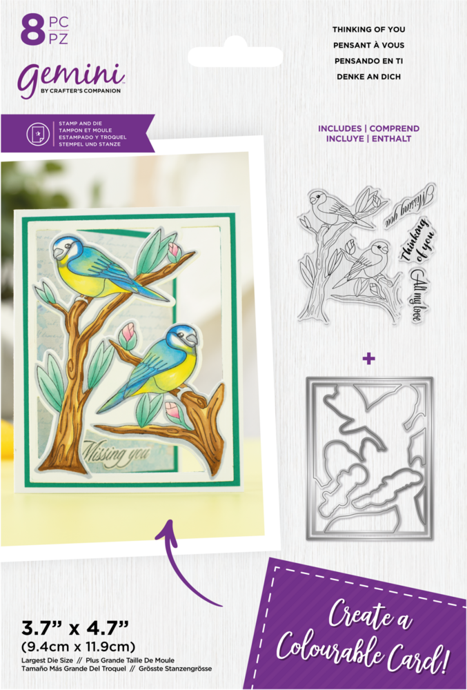 Gemini Colourable Create-a-Card Stamp & Die Thinking of You (GEM-STD-TOFY) (OUTLET)