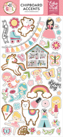 Echo Park All Girl 6x13 Inch Chipboard Accents (ALG206021) (OUTLET)