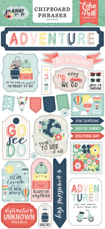 Echo Park Away We Go Chipboard Phrases (AWG270022) (OUTLET)