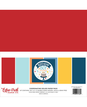Echo Park Birthday Boy 12x12 Inch Coordinating Solids Paper Pack (BIB263015) (OUTLET)