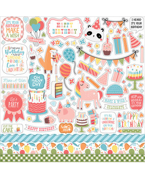 Echo Park Birthday Girl 12x12 Inch Element Sticker (BIG262014) (OUTLET)
