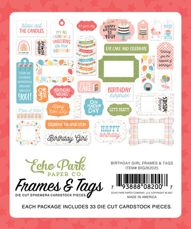 Echo Park Birthday Girl Frames & Tags (BIG262025) (OUTLET)