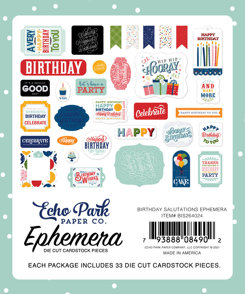 Echo Park Birthday Salutations Ephemera (BIS264024) (OUTLET)