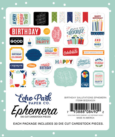 Echo Park Birthday Salutations Ephemera (BIS264024) (OUTLET)
