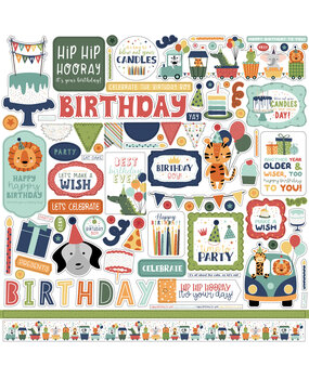 Echo Park A Birthday Wish Boy 12x12 Inch Element Sticker (BWB297014) (OUTLET)