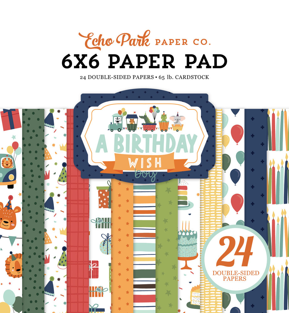 Echo Park A Birthday Wish Boy 6x6 Inch Paper Pad (BWB297023) (OUTLET)