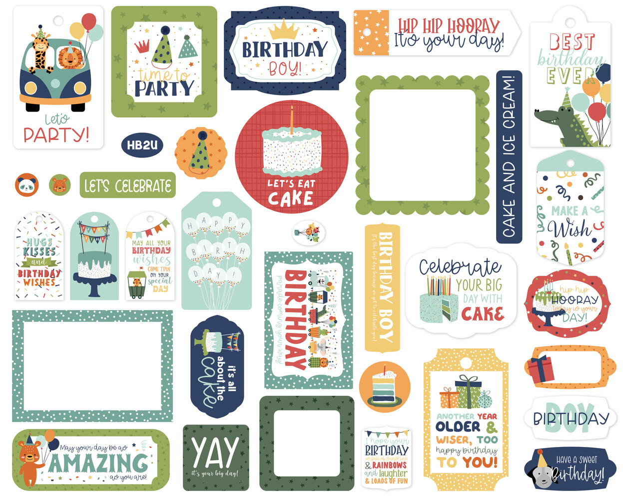 Echo Park A Birthday Wish Boy Frames & Tags (BWB297025) (OUTLET)