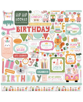 Echo Park A Birthday Wish Girl 12x12 Inch Element Sticker (BWG296014) (OUTLET)