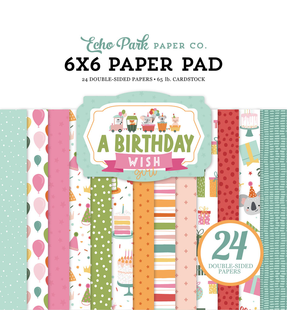 Echo Park A Birthday Wish Girl 6x6 Inch Paper Pad (BWG296023) (OUTLET)