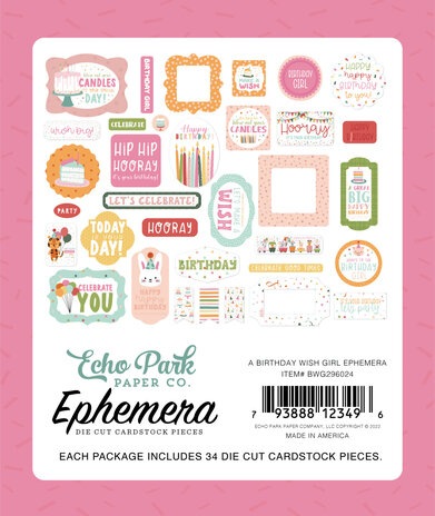 Echo Park A Birthday Wish Girl Ephemera (BWG296024) (OUTLET)