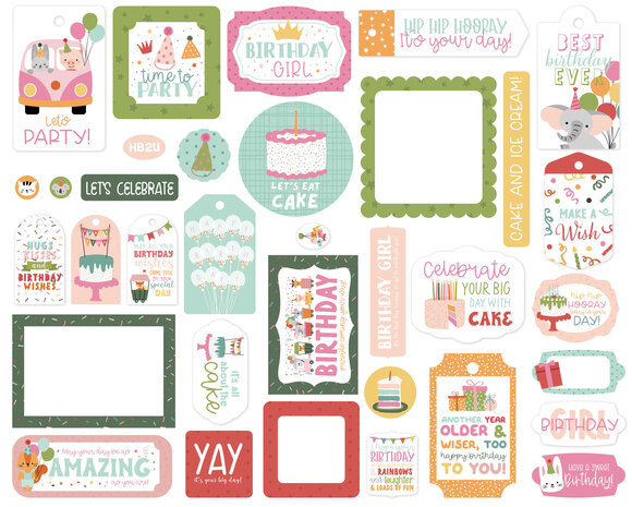 Echo Park A Birthday Wish Girl Frames & Tags (BWG296025) (OUTLET)