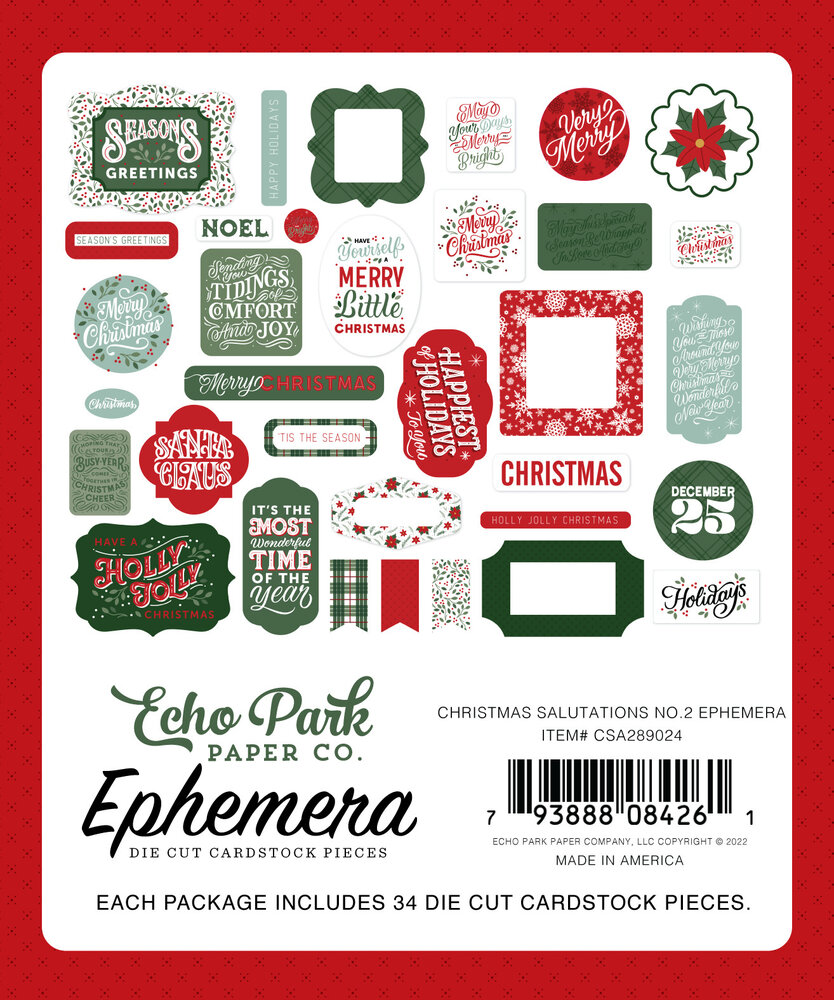 Echo Park Christmas Salutations No. 2 Ephemera (CSA289024) (OUTLET)