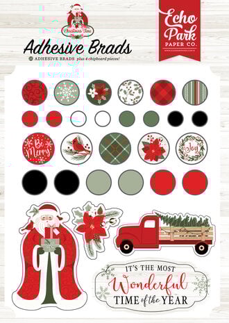 Echo Park Christmas Time Adhesive Brads (CT330020) (OUTLET)