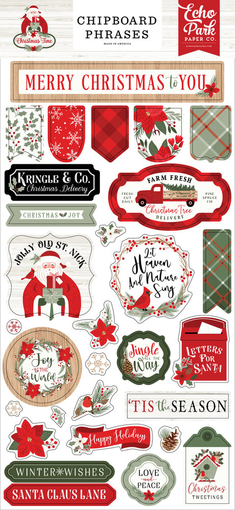Echo Park Christmas Time Chipboard Phrases (CT330022) (OUTLET)