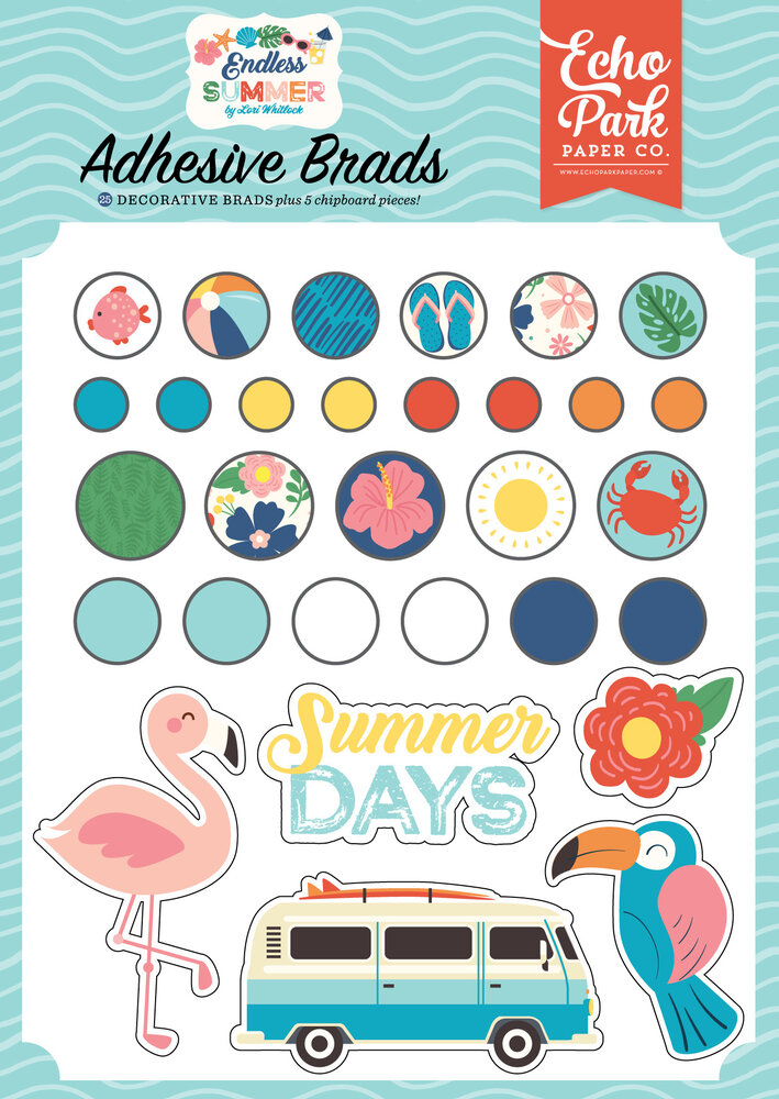 Echo Park Endless Summer Adhesive Brads (ES274020) (OUTLET)