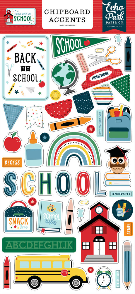 Echo Park First Day Of School Chipboard Accents (FDS276021) (OUTLET)