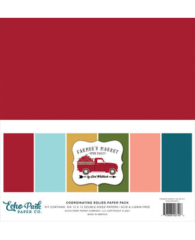 Echo Park Farmer's Market 12x12 Inch Coordinating Solids Paper Pack (FM248015) (OUTLET)
