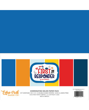 Echo Park First Responder 12x12 Inch Coordinating Solids Paper Pack (FR295015) (OUTLET)