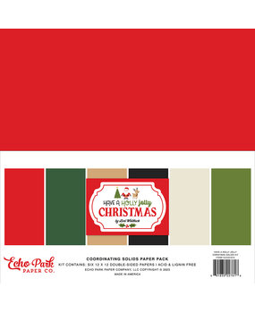 Echo Park Have A Holly Jolly Christmas 12x12 Inch Coordinating Solids Paper Pack (HJC331015) (OUTLET)