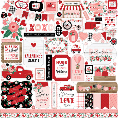 Echo Park Hello Valentine 12x12 Inch Element Sticker (HV261014) (OUTLET)