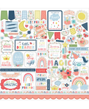 Echo Park Little Dreamer Girl 12x12 Inch Element Sticker (LD237014) (OUTLET)