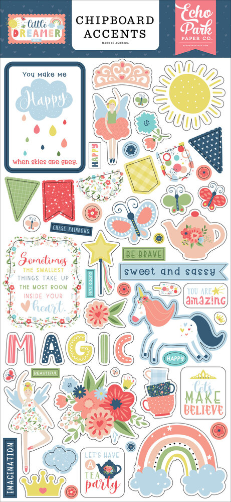 Echo Park Little Dreamer Girl Chipboard Accents (LD237021) (OUTLET)