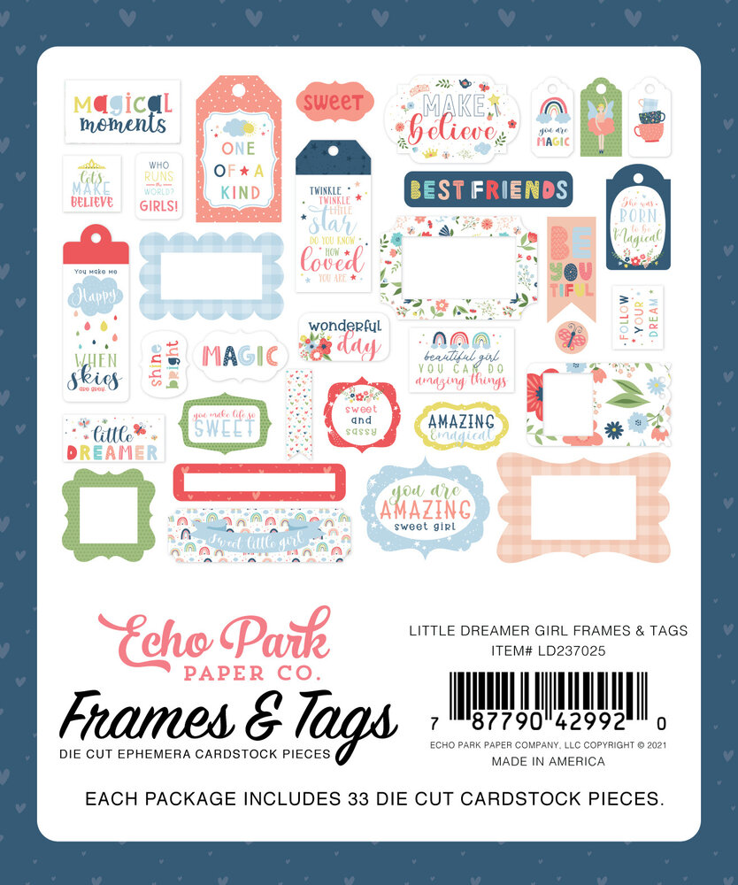 Echo Park Little Dreamer Girl Frames & Tags (LD237025) (OUTLET)