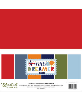 Echo Park Little Dreamer Boy 12x12 Inch Coordinating Solids Paper Pack (LDB238015) (OUTLET)