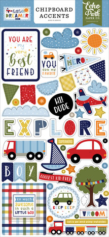Echo Park Little Dreamer Boy Chipboard Accents (LDB238021) (OUTLET)
