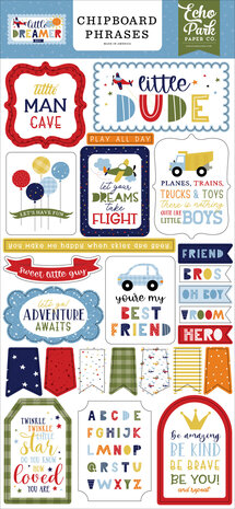 Echo Park Little Dreamer Boy Chipboard Phrases (LDB238022) (OUTLET)