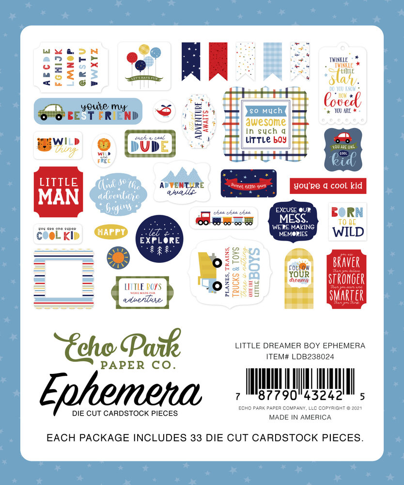 Echo Park Little Dreamer Boy Ephemera (LDB238024) (OUTLET)
