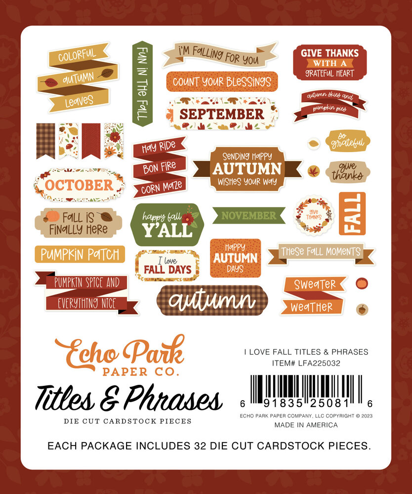 Echo Park I Love Fall Titles & Phrases (LFA225032) (OUTLET)