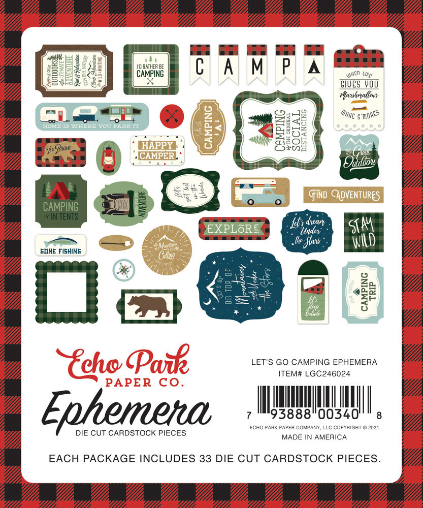 Echo Park Let's Go Camping Ephemera (LGC246024) (OUTLET)