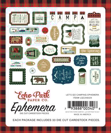 Echo Park Let's Go Camping Ephemera (LGC246024) (OUTLET)