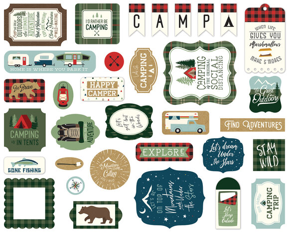 Echo Park Let's Go Camping Ephemera (LGC246024) (OUTLET)