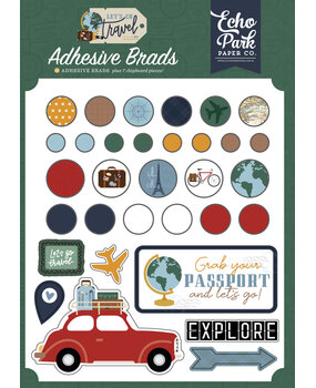 Echo Park Let's Go Travel Adhesive Brads (LGT310020) (OUTLET)