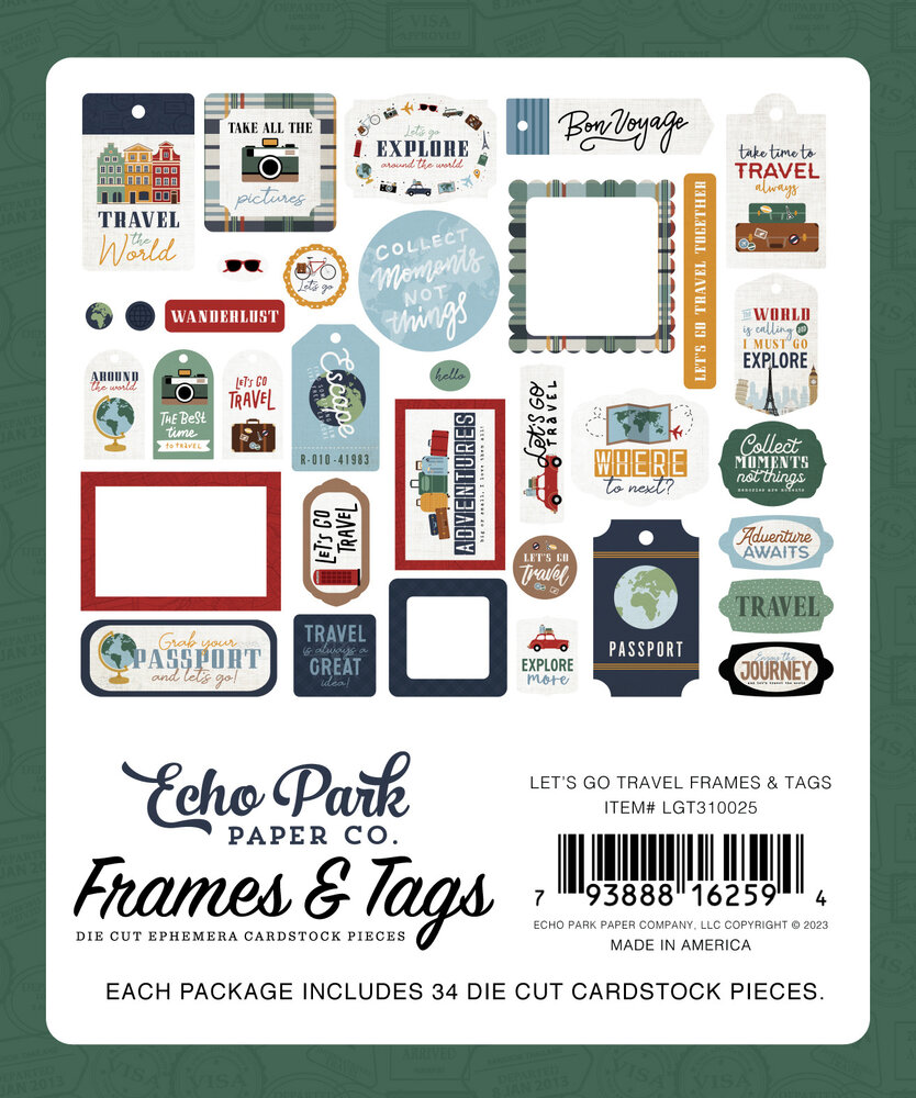 Echo Park Let's Go Travel Frames & Tags (LGT310025) (OUTLET)