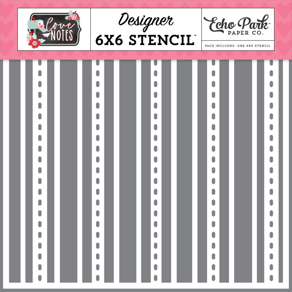 Echo Park Smitten Stripes Stencil (LN344035) (OUTLET)