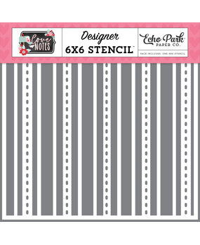 Echo Park Smitten Stripes Stencil (LN344035) (OUTLET)