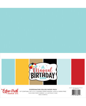Echo Park Magical Birthday Boy 12x12 Inch Coordinating Solids Paper Pack (MBB232015) (OUTLET)