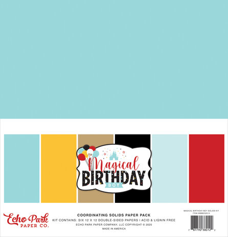 Echo Park Magical Birthday Boy 12x12 Inch Coordinating Solids Paper Pack (MBB232015) (OUTLET)