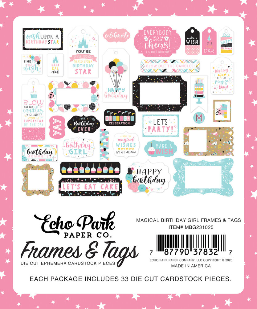 Echo Park Magical Birthday Girl Frames & Tags (MBG231025) (OUTLET)