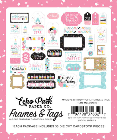 Echo Park Magical Birthday Girl Frames & Tags (MBG231025) (OUTLET)