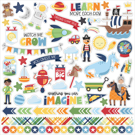 Echo Park My Little Boy 12x12 Inch Element Sticker (MLB357014) (OUTLET)