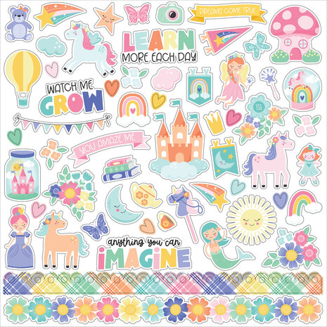 Echo Park My Little Girl 12x12 Inch Element Sticker (MLG358014) (OUTLET)