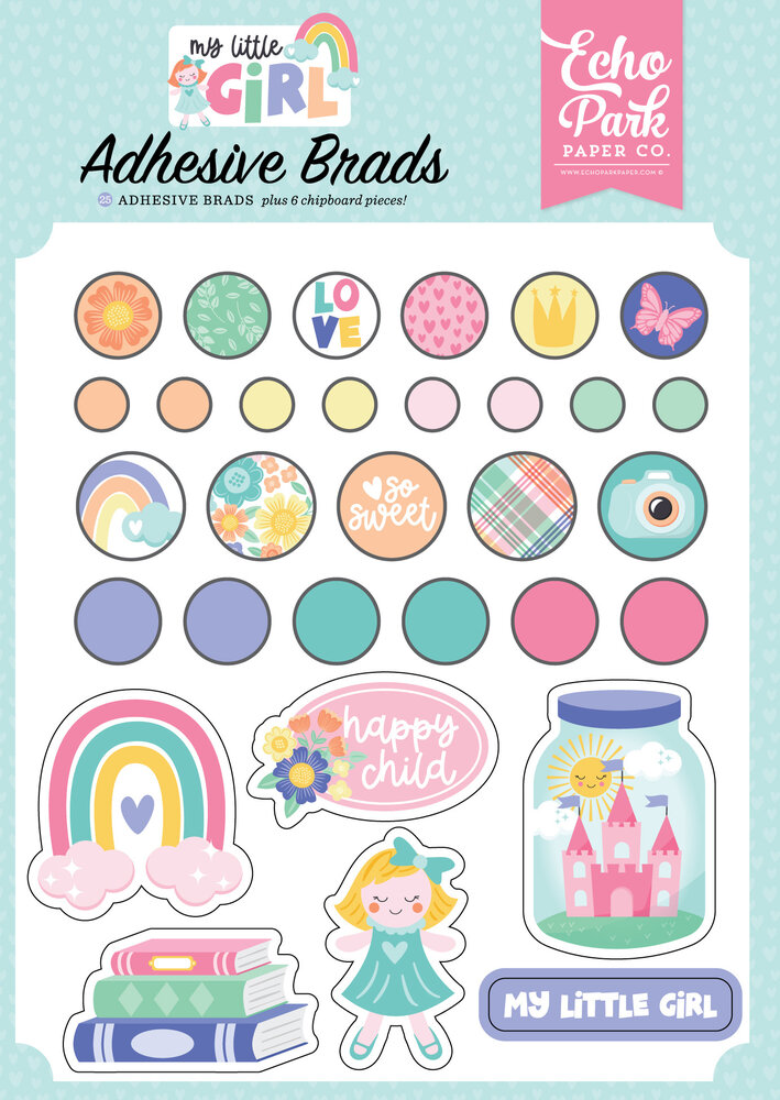 Echo Park My Little Girl Adhesive Brads (MLG358020) (OUTLET)